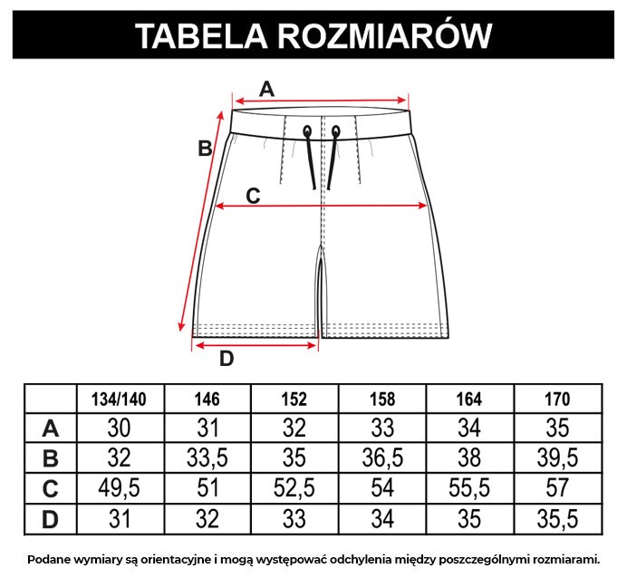 Tabela rozmiarów - Beżowe wiązane krótkie spodenki