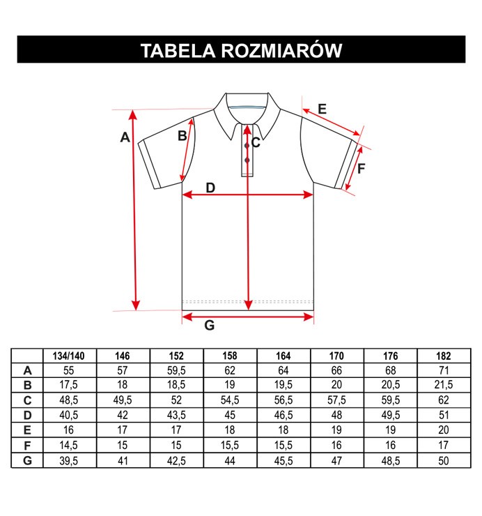 Tabela rozmiarów - Biała koszulka polo SOMEWHERE IN THE WORLD