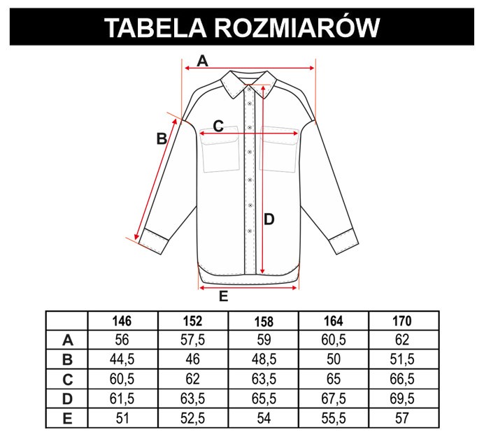 Tabela rozmiarów - Biało-czarna koszula flanelowa w kratę