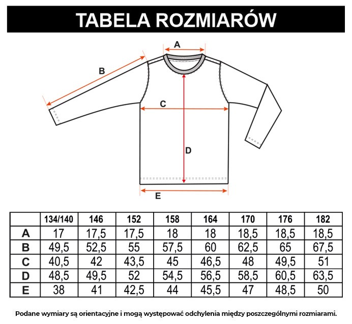 Tabela rozmiarów - Czarno-szary t-shirt z długim rękawem z efektem sprania