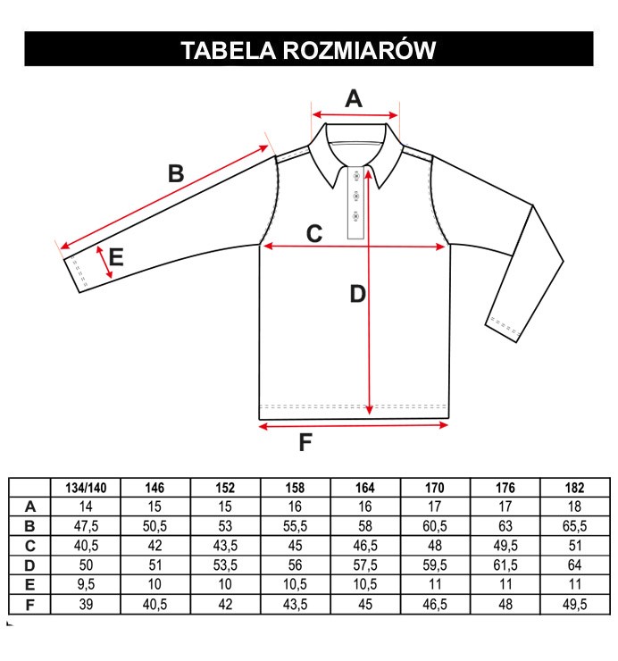 Tabela rozmiarów - Czarno-biała koszulka z długim rękawem w paski