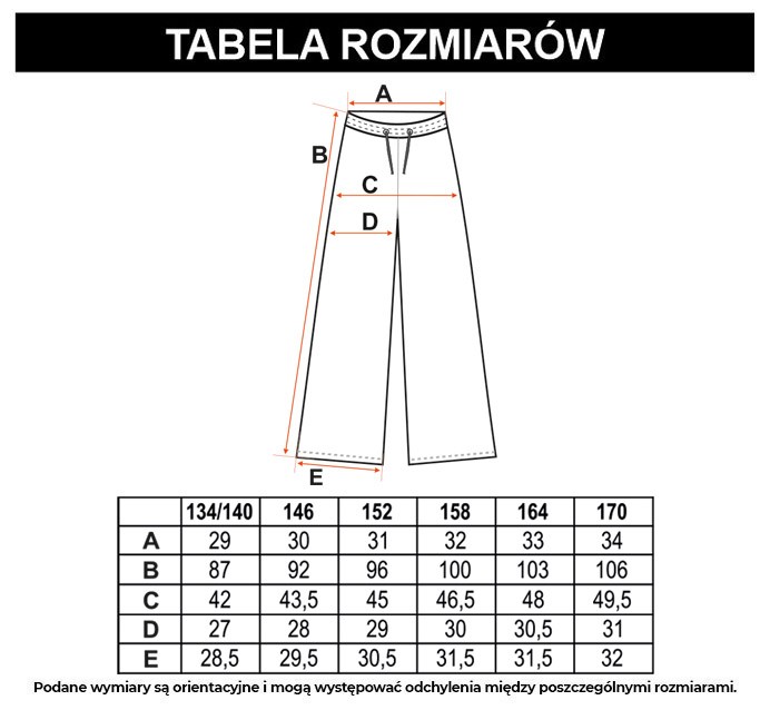 Tabela rozmiarów - Czarne spodnie dresowe typu wide leg z nadrukami