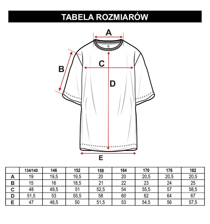 Tabela rozmiarów - Czarny T-shirt oversize o kroju bejsbolowym