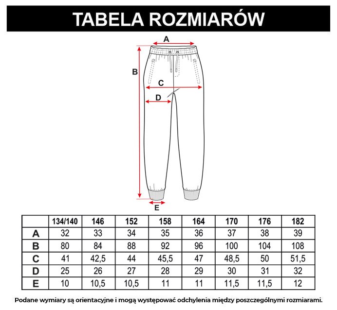 Tabela rozmiarów - Szare spodnie dresowe z nadrukami