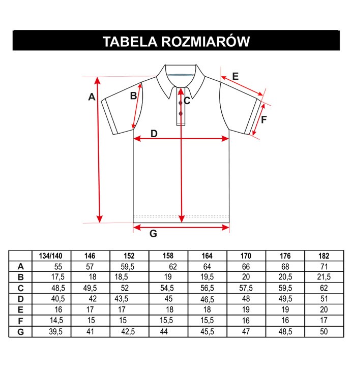 Tabela rozmiarów - Biała koszulka polo z kontrastowym wykończeniem