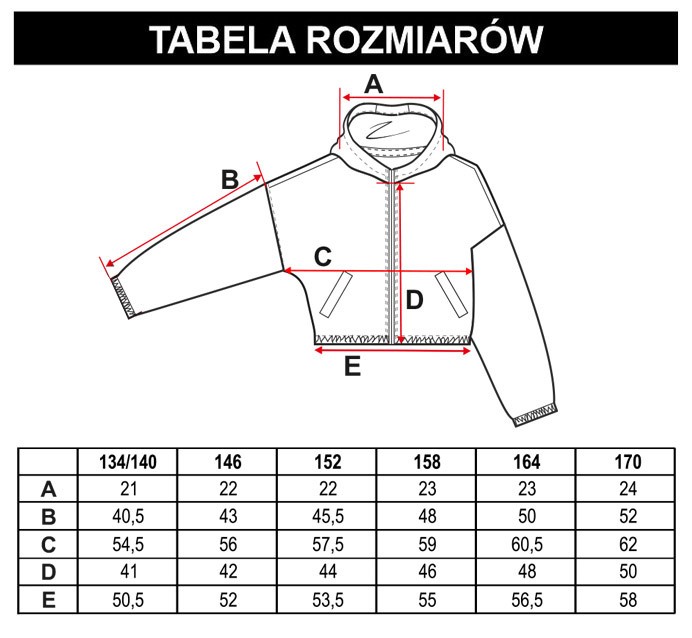 Tabela rozmiarów - Wielobarwna pastelowa kurtka przejściowa
