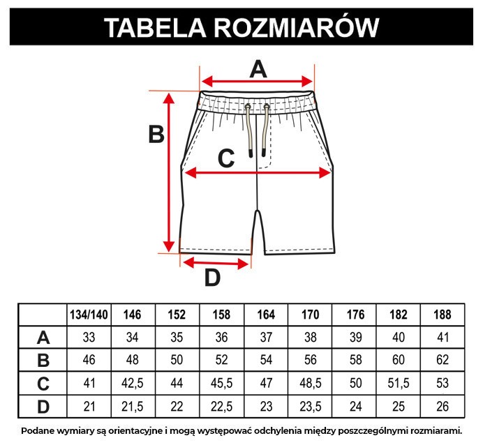 Tabela rozmiarów - Szare krótkie dresowe spodenki
