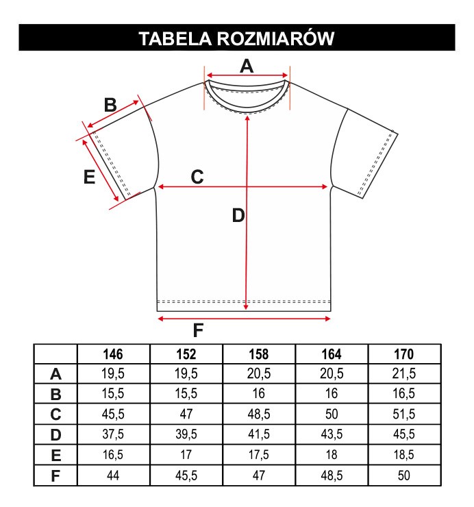 Tabela rozmiarów - Fioletowy T-shirt z nadrukami