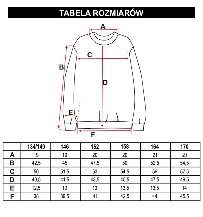 Tabela rozmiarów - Brązowa bluza dresowa z ozdobną aplikacją