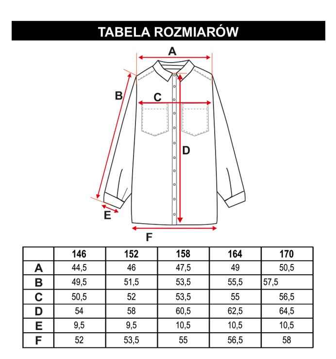 Tabela rozmiarów - Czarna sztruksowa koszula ovsersize