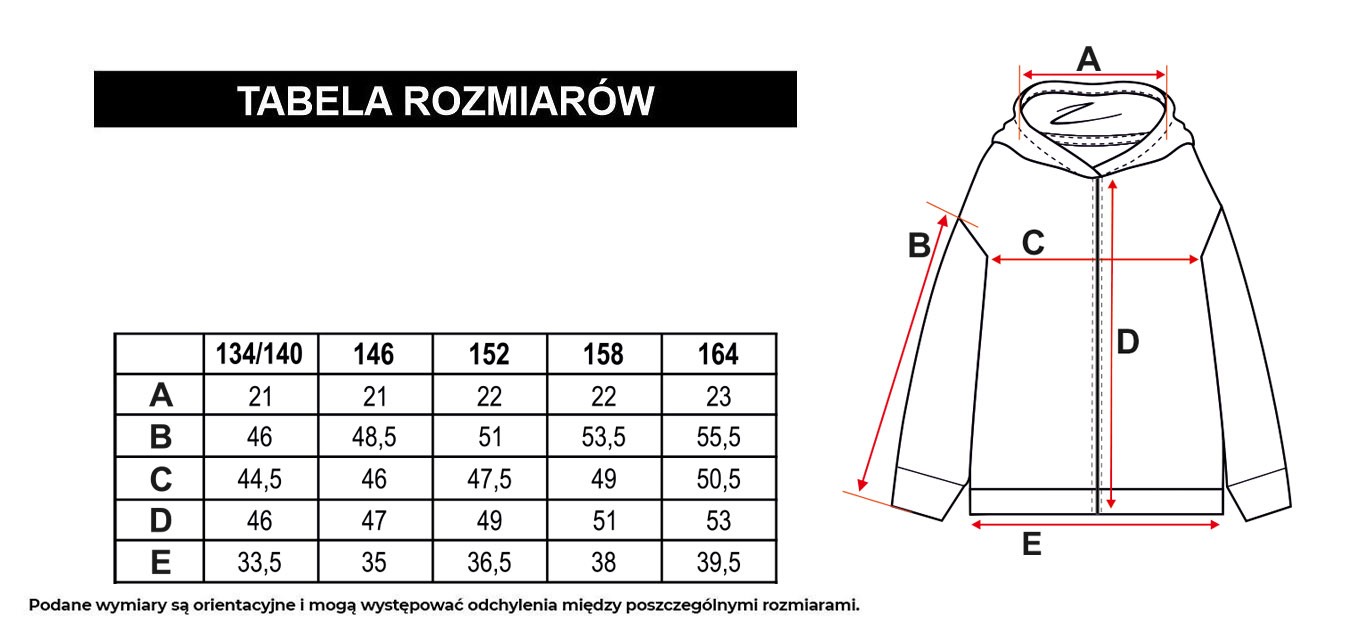 Tabela rozmiarów - Czarno-biała rozpinana bluza dresowa z motywem szachownicy