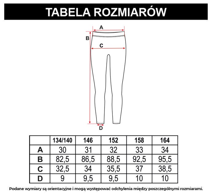 Tabela rozmiarów - Czarne legginsy z nadrukiem graffiti