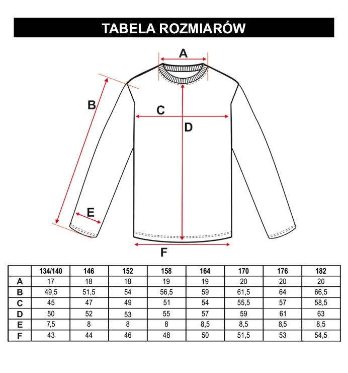 Tabela rozmiarów - Fioletowa koszulka tie dye z długim rękawem