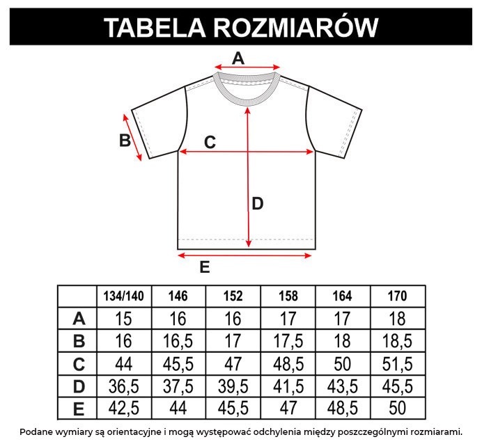 Tabela rozmiarów - Fioletowy T-shirt z nadrukiem z kotem