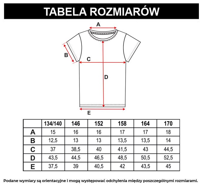 Tabela rozmiarów - Kremowy T-shirt z nadrukiem na środku