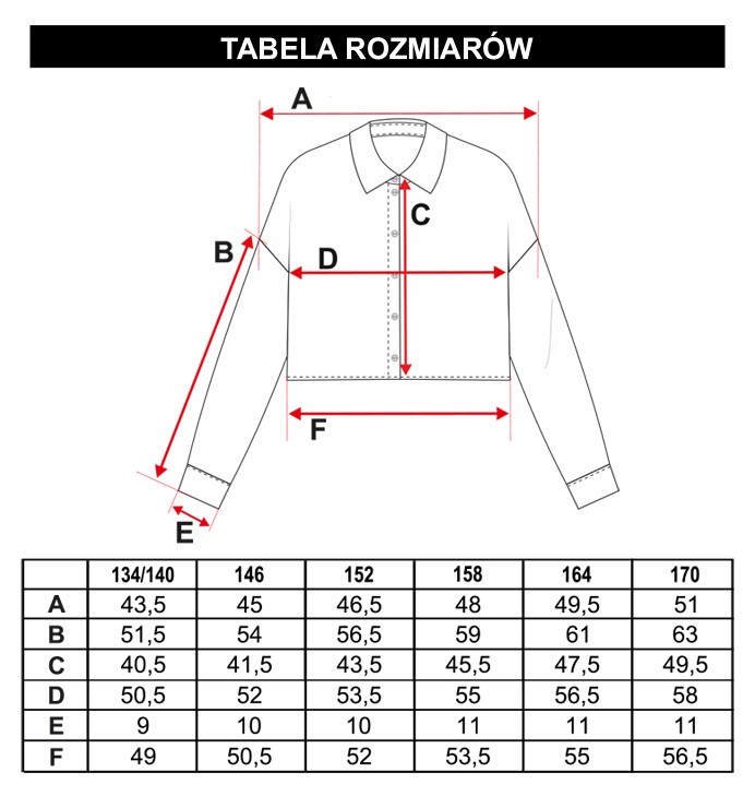 Tabela rozmiarów - Biała koszula z długim rękawem o kroju pudełkowym