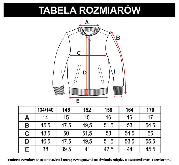 Tabela rozmiarów - Czarna bluza dresowa z ozdobnymi dżetami