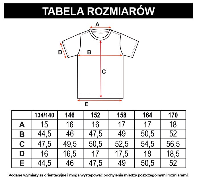 Tabela rozmiarów -  Biały T-shirt oversize z nadrukiem
