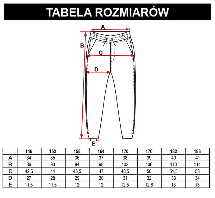 Tabela rozmiarów -  NEW Pistacjowe spodnie dresowe