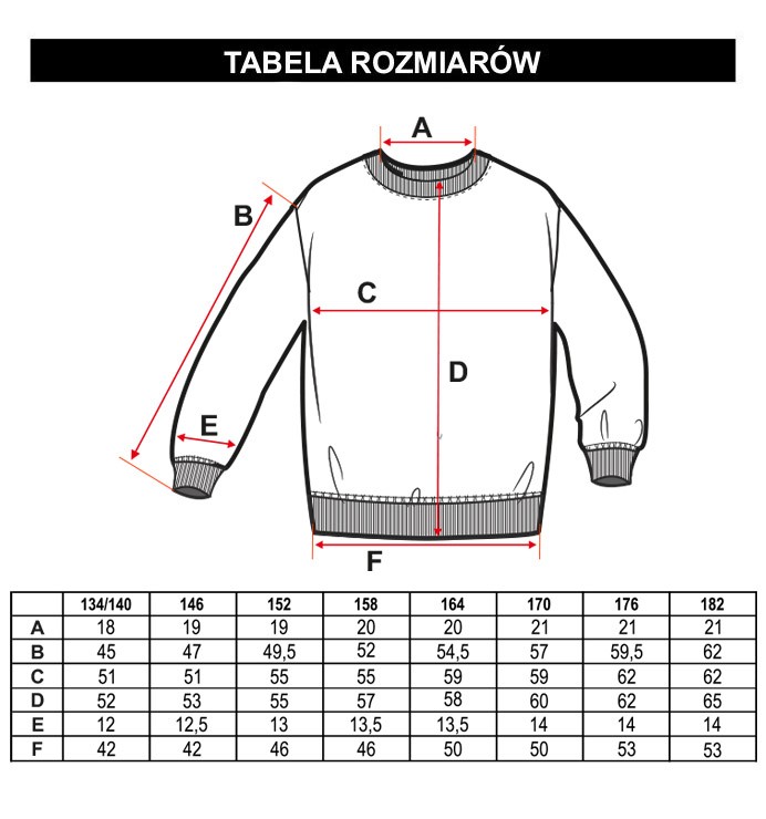 Tabela rozmiarów - Wzorzysta bluza dresowa DIGITAL