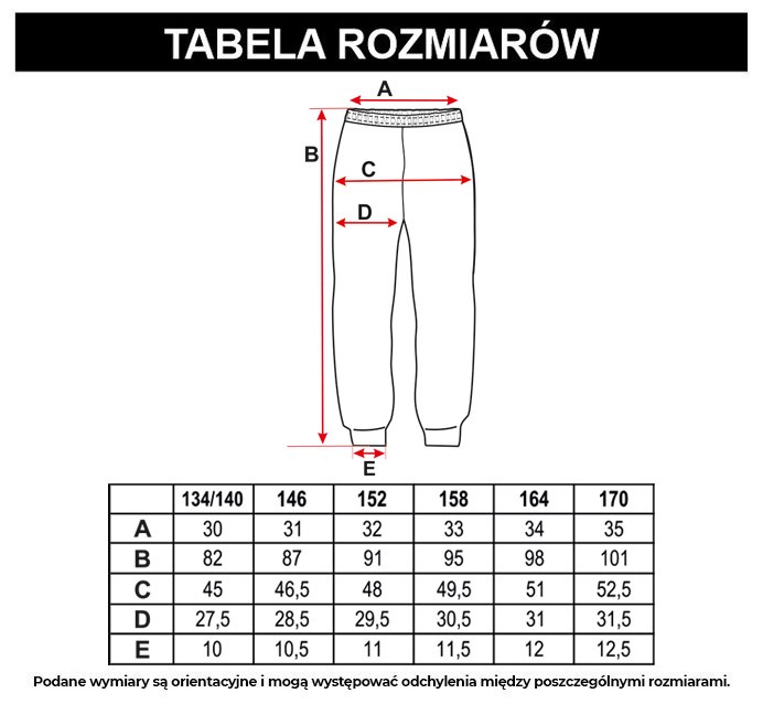Tabela rozmiarów - Kremowe spodnie z nadrukiem graffiti