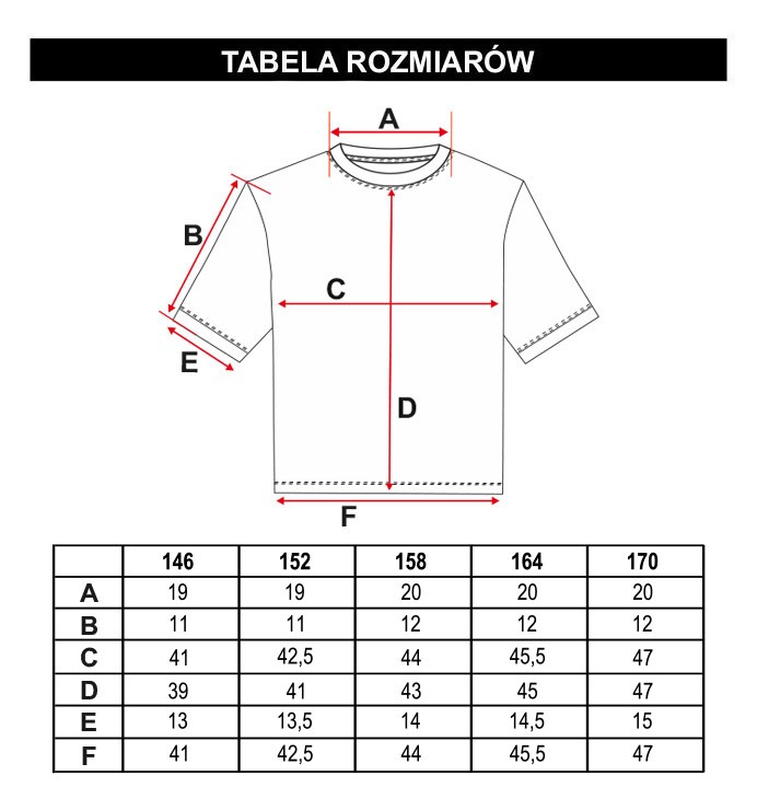 Tabela rozmiarów - Brązowy T-shirt ozdobnym napisem