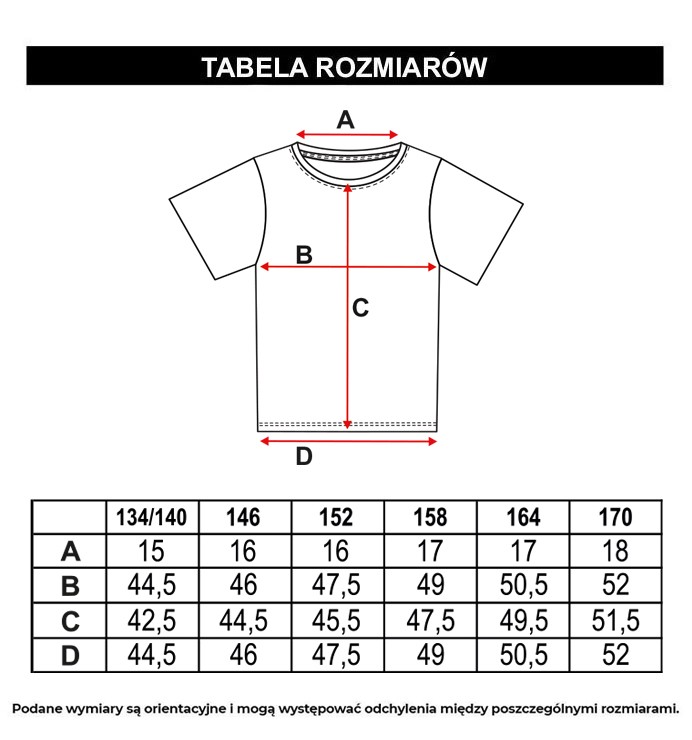 Tabela rozmiarów - Szary T-Shirt oversize z błyszczącym nadrukiem z przodu
