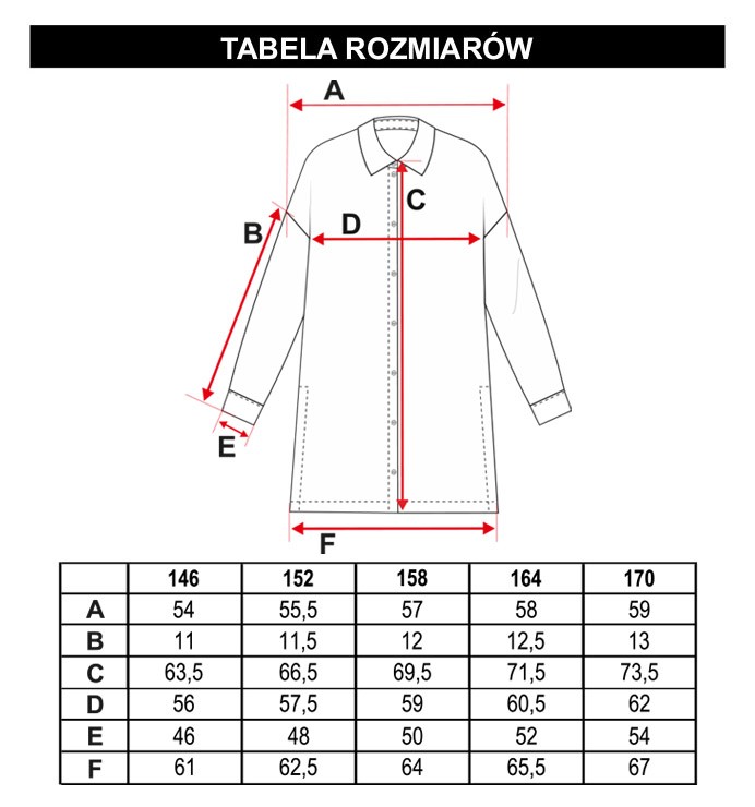 Tabela rozmiarów - Biała koszula oversize z rozcięciem