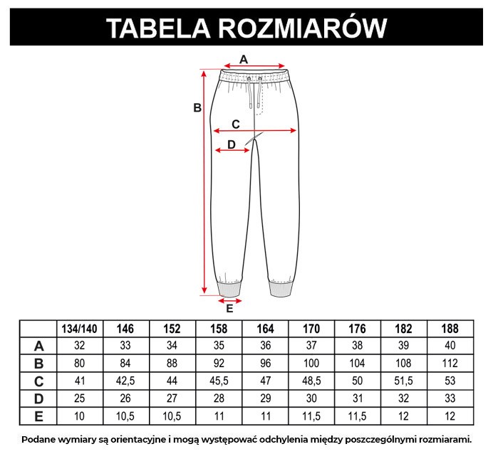 Tabela rozmiarów - Czarno-szare spodnie dresowe z efektem sprania z naszywanymi kieszeniami