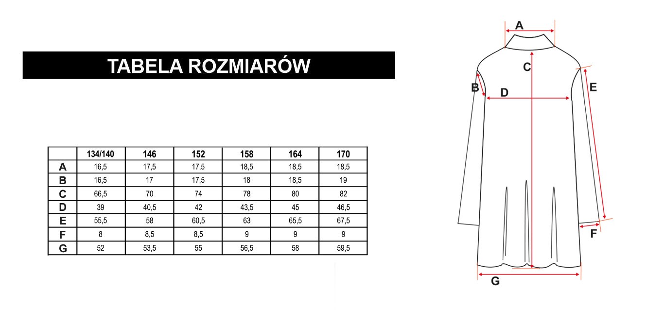 Tabela rozmiarów - Lilowa sukienka z marszczeniami