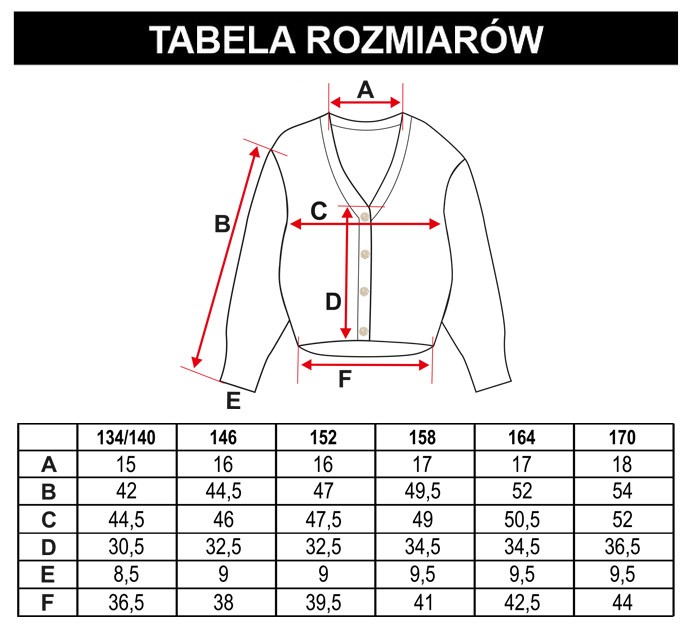 Tabela rozmiarów - Wielobarwny pastelowy sweter na guziki